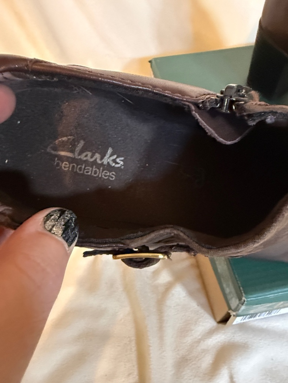 Clarks Bendables Scheme Aspire Bark Brown Leather Ankle Boots 8M 63038 Buckle - Picture 2 of 8